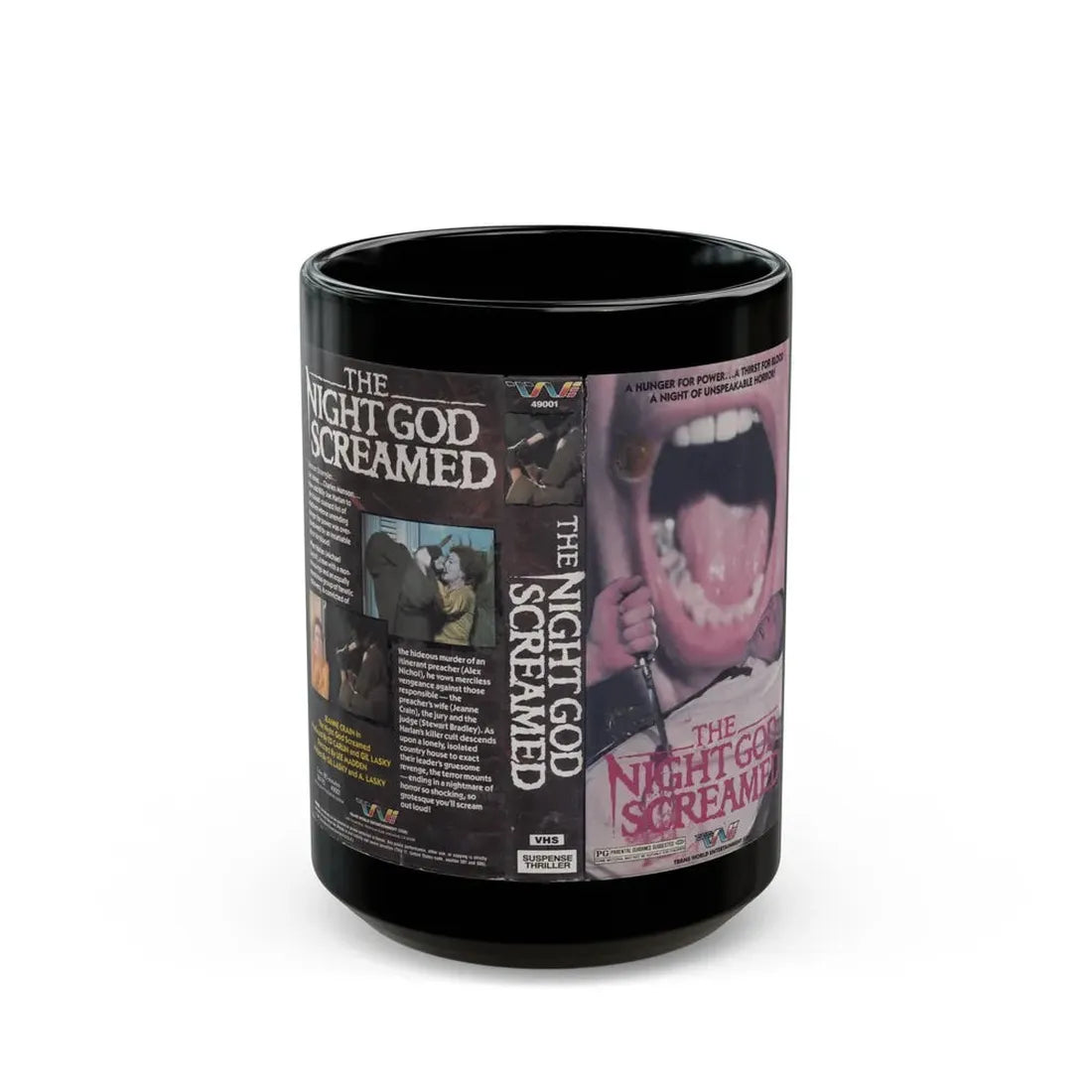 THE NIGHT GOD SCREAMED (VHS COVER) - Black Coffee Mug 15oz - Go Mug Yourself