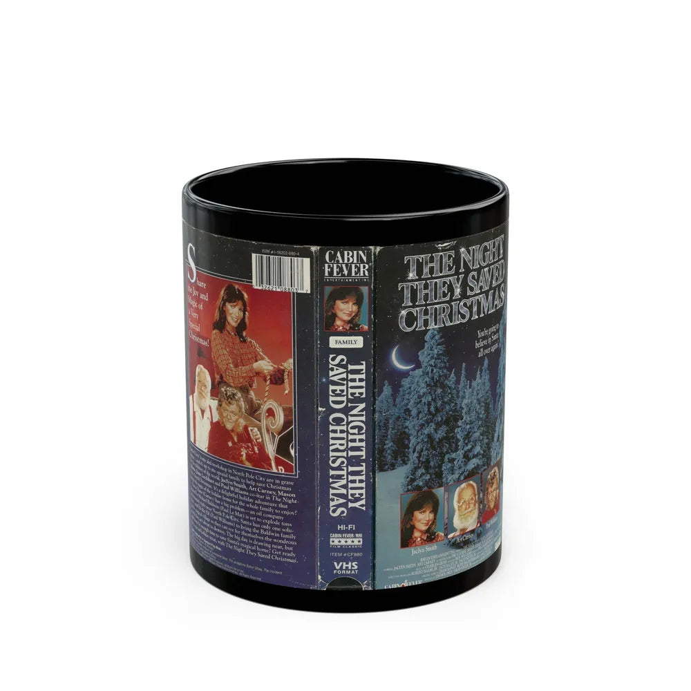 THE NIGHT THEY SAVED CHRISTMAS (VHS COVER) - Black Coffee Mug-11oz-Go Mug Yourself