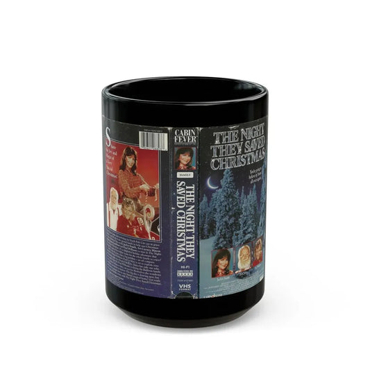 THE NIGHT THEY SAVED CHRISTMAS (VHS COVER) - Black Coffee Mug 15oz - Go Mug Yourself
