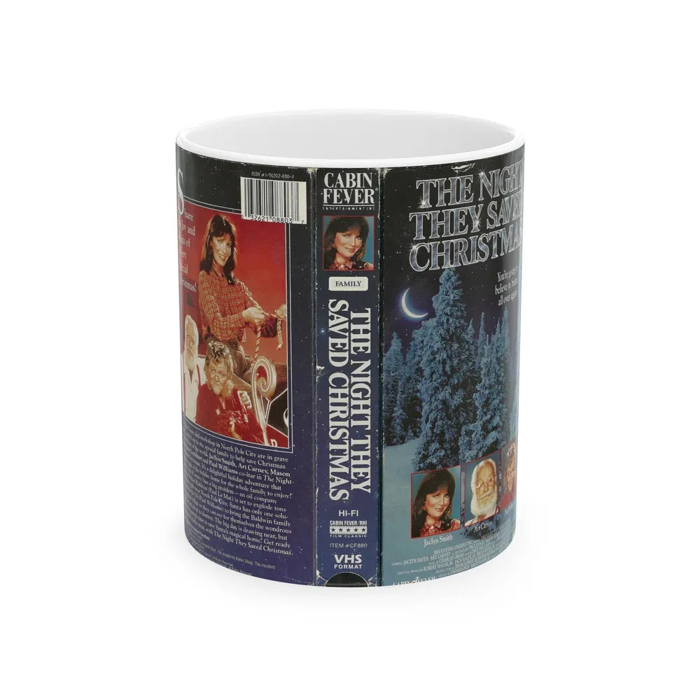 THE NIGHT THEY SAVED CHRISTMAS (VHS COVER) - White Coffee Mug-11oz-Go Mug Yourself