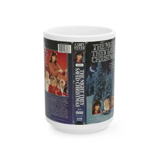THE NIGHT THEY SAVED CHRISTMAS (VHS COVER) - White Coffee Mug 15oz - Go Mug Yourself