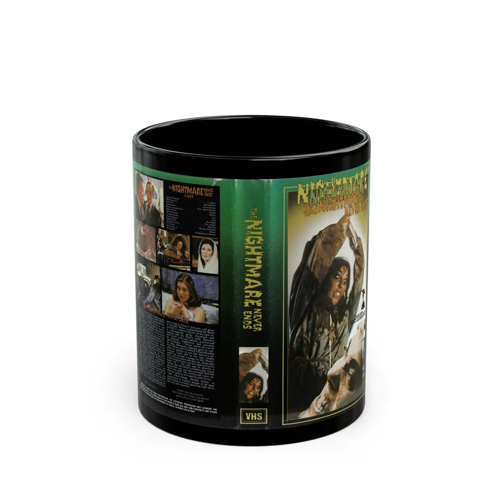 THE NIGHTMARE NEVER ENDS SLASHER (VHS COVER) - Black Coffee Mug-11oz-Go Mug Yourself