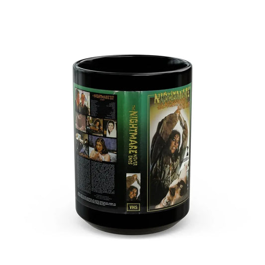 THE NIGHTMARE NEVER ENDS SLASHER (VHS COVER) - Black Coffee Mug 15oz - Go Mug Yourself