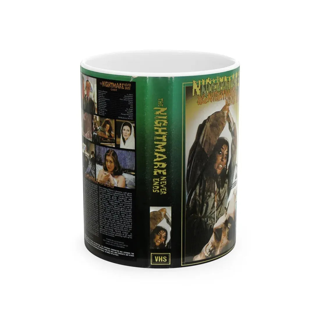 THE NIGHTMARE NEVER ENDS SLASHER (VHS COVER) - White Coffee Mug 11oz - Go Mug Yourself