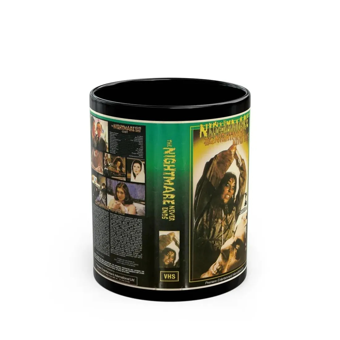 THE NIGHTMARE NEVER ENDS (VHS COVER) - Black Coffee Mug 11oz - Go Mug Yourself