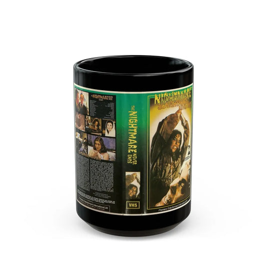 THE NIGHTMARE NEVER ENDS (VHS COVER) - Black Coffee Mug-15oz-Go Mug Yourself