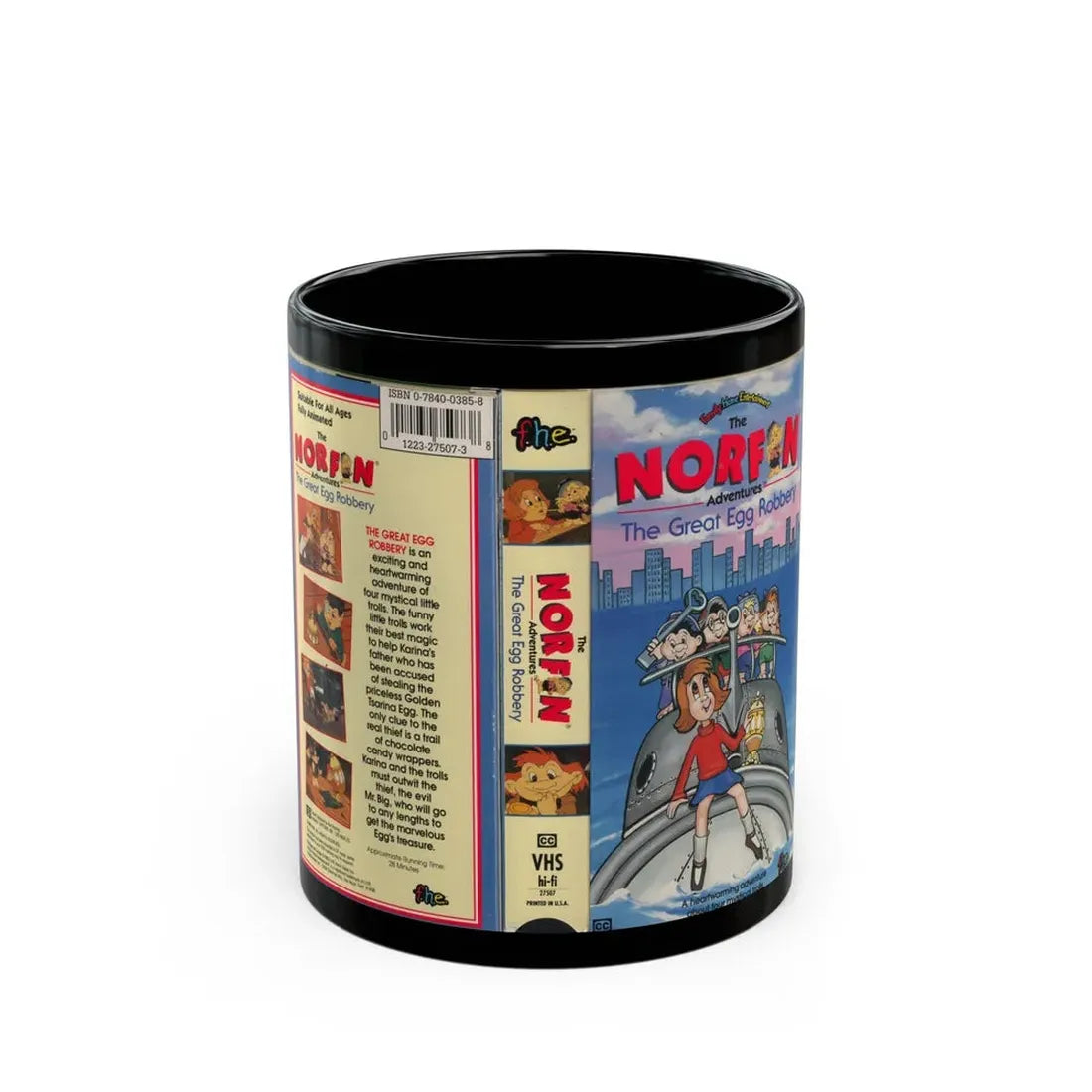 THE NORFIN ADVENTURES THE GREAT EGG ROBBERY (VHS COVER) - Black Coffee Mug 11oz - Go Mug Yourself