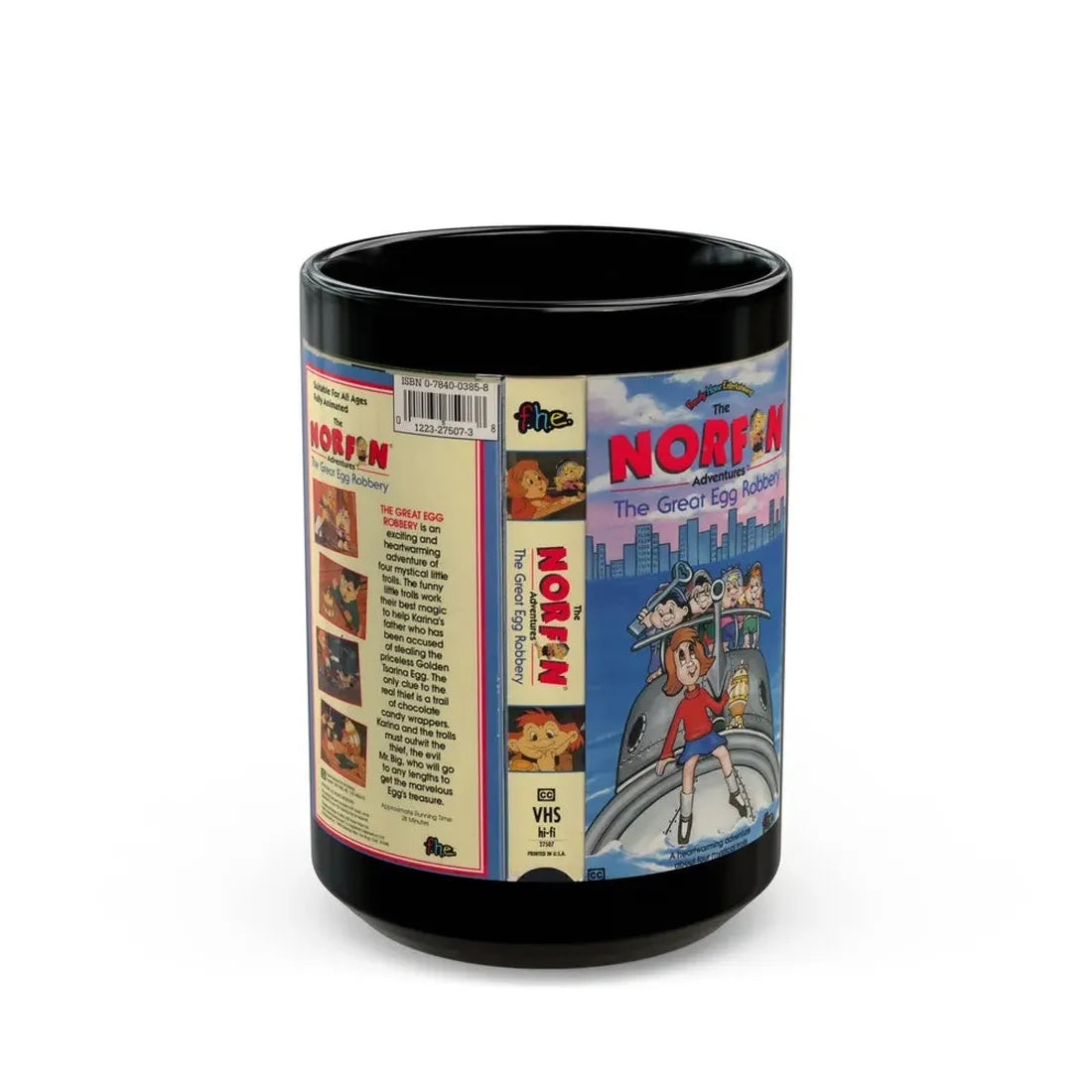 THE NORFIN ADVENTURES THE GREAT EGG ROBBERY (VHS COVER) - Black Coffee Mug 15oz - Go Mug Yourself
