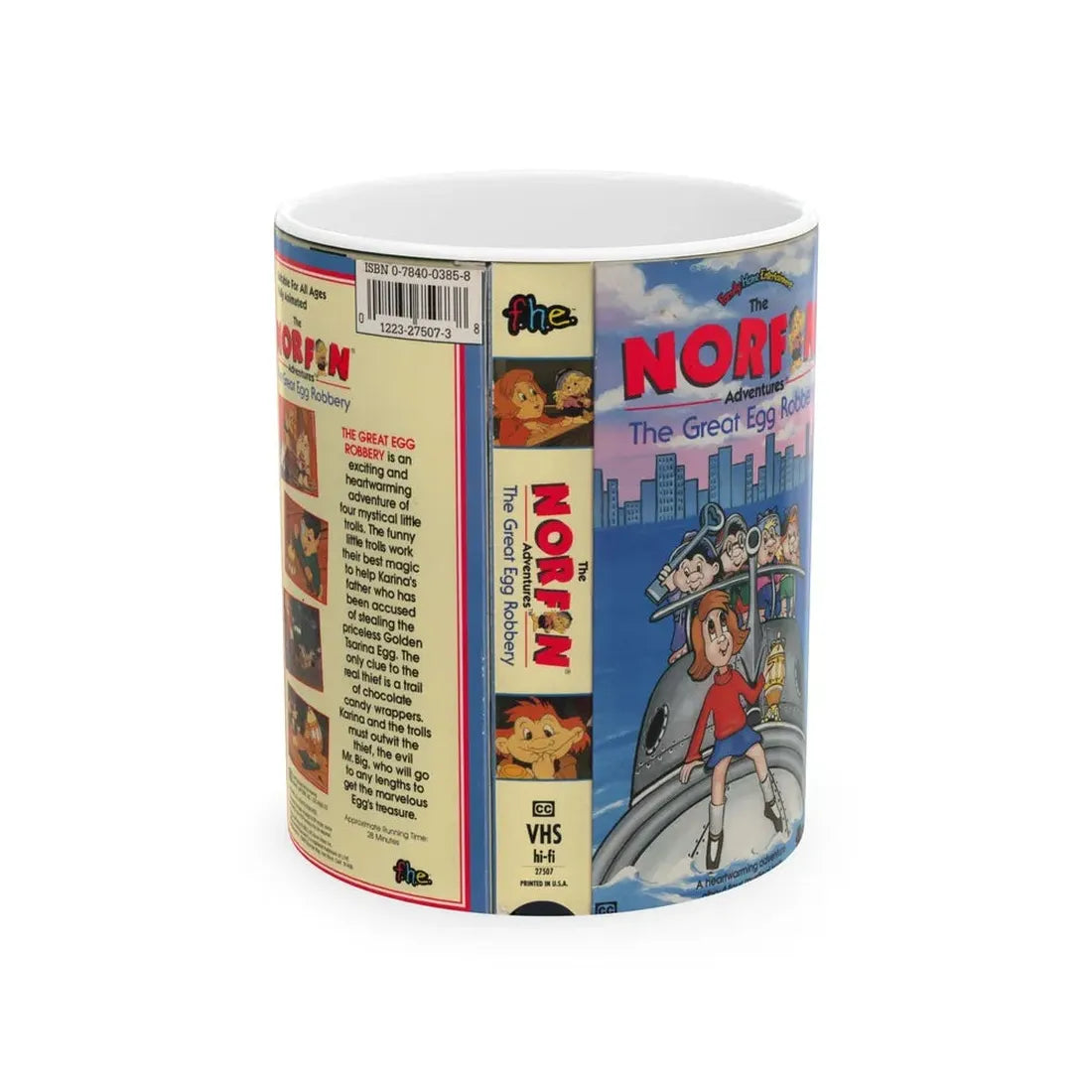 THE NORFIN ADVENTURES THE GREAT EGG ROBBERY (VHS COVER) - White Coffee Mug 11oz - Go Mug Yourself