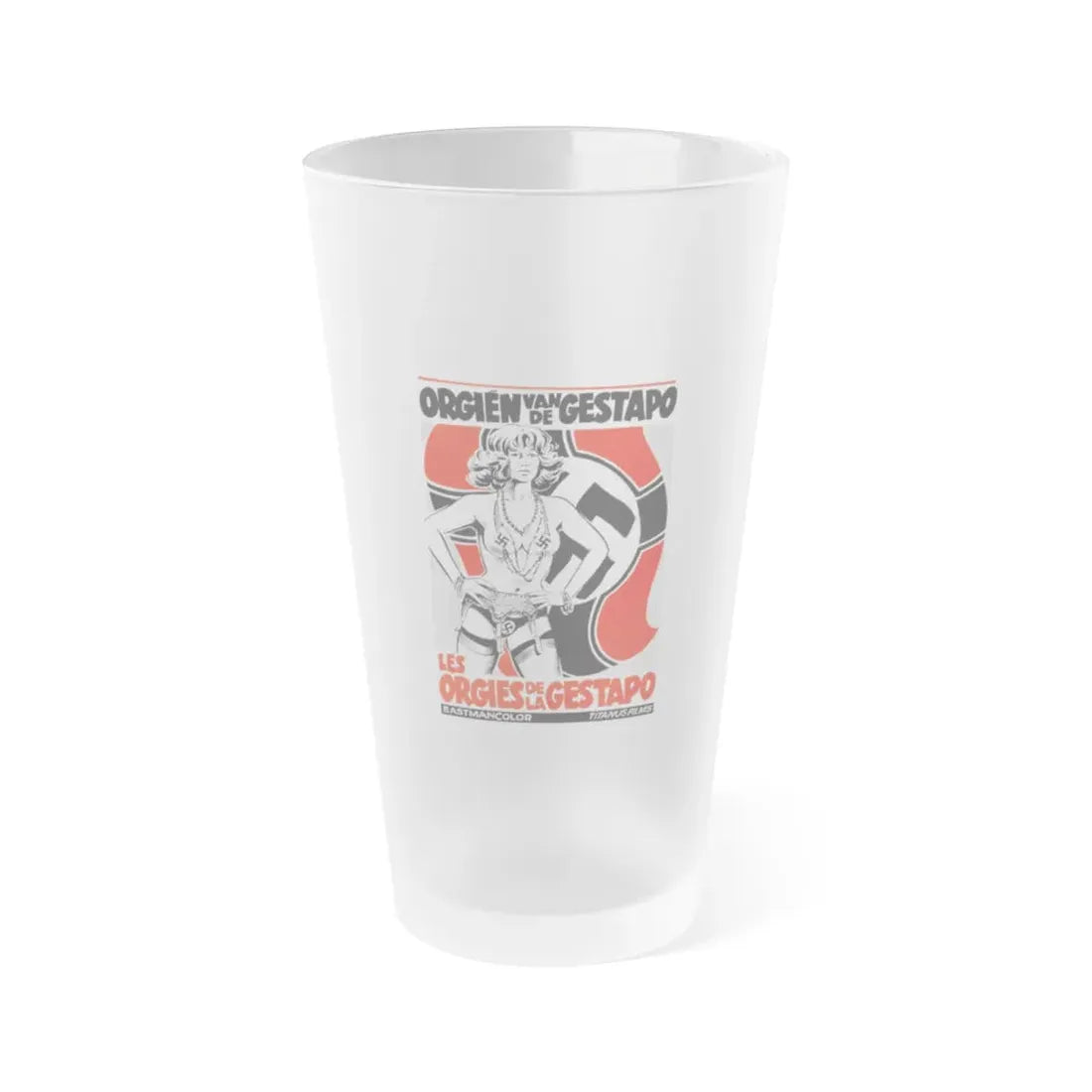 THE ORGIES OF THE GESTAPO (BELGIAN) 1977 Movie Poster - Frosted Pint Glass 16oz Default Title - Go Mug Yourself