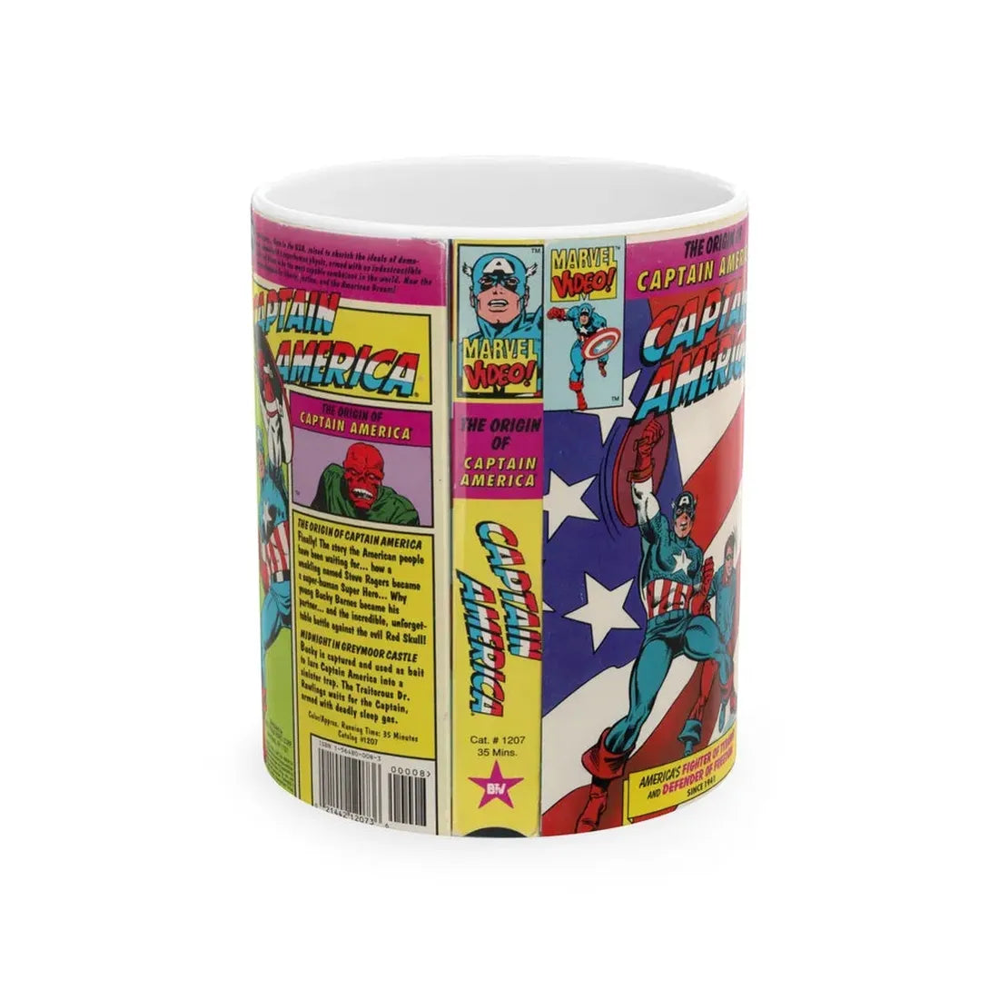 THE ORIGIN OF CAPTAIN AMERICA (VHS COVER) - White Coffee Mug 11oz - Go Mug Yourself