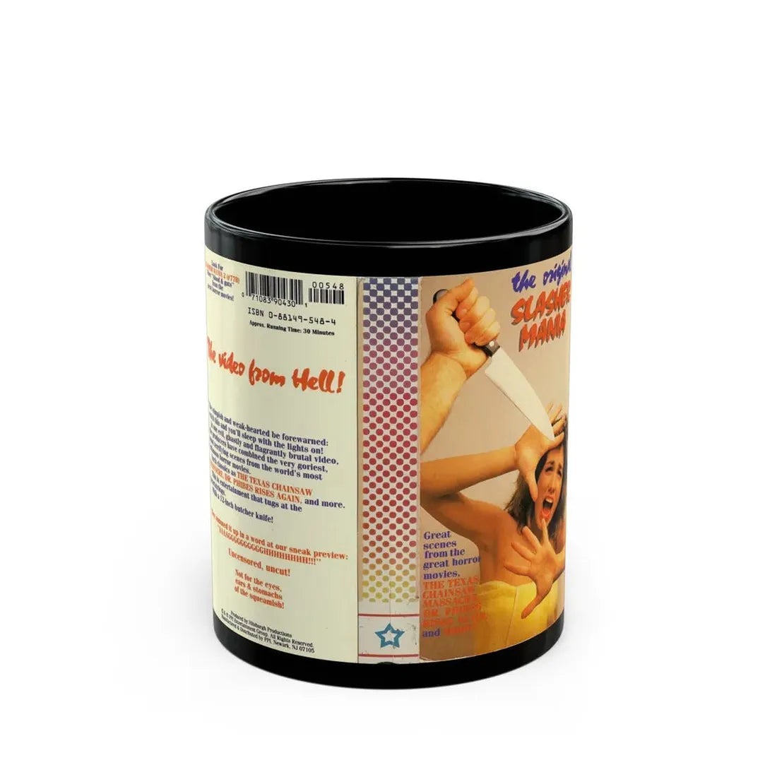 THE ORIGINAL SLASHER MANIA (VHS COVER) - Black Coffee Mug 11oz - Go Mug Yourself