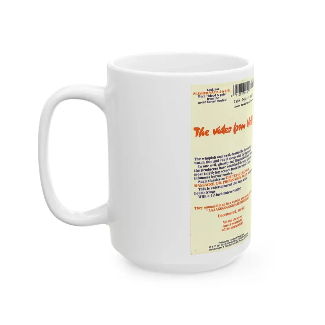 THE ORIGINAL SLASHER MANIA (VHS COVER) - White Coffee Mug - Go Mug Yourself