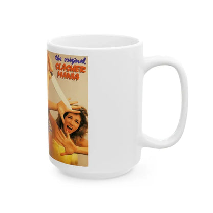 THE ORIGINAL SLASHER MANIA (VHS COVER) - White Coffee Mug - Go Mug Yourself