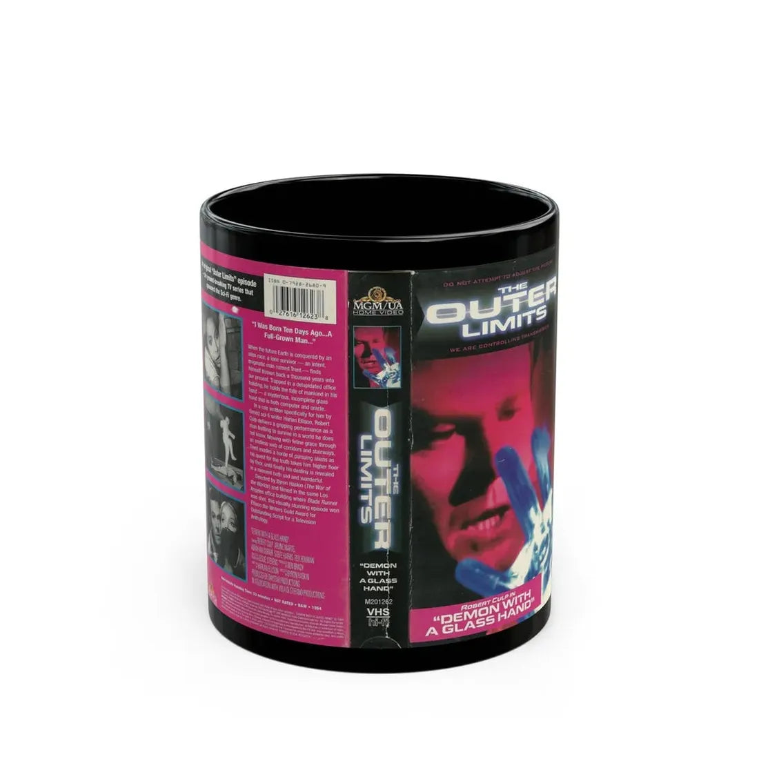 THE OUTER LIMITS DEMON WITH A GLASS HAND (VHS COVER) - Black Coffee Mug 11oz - Go Mug Yourself