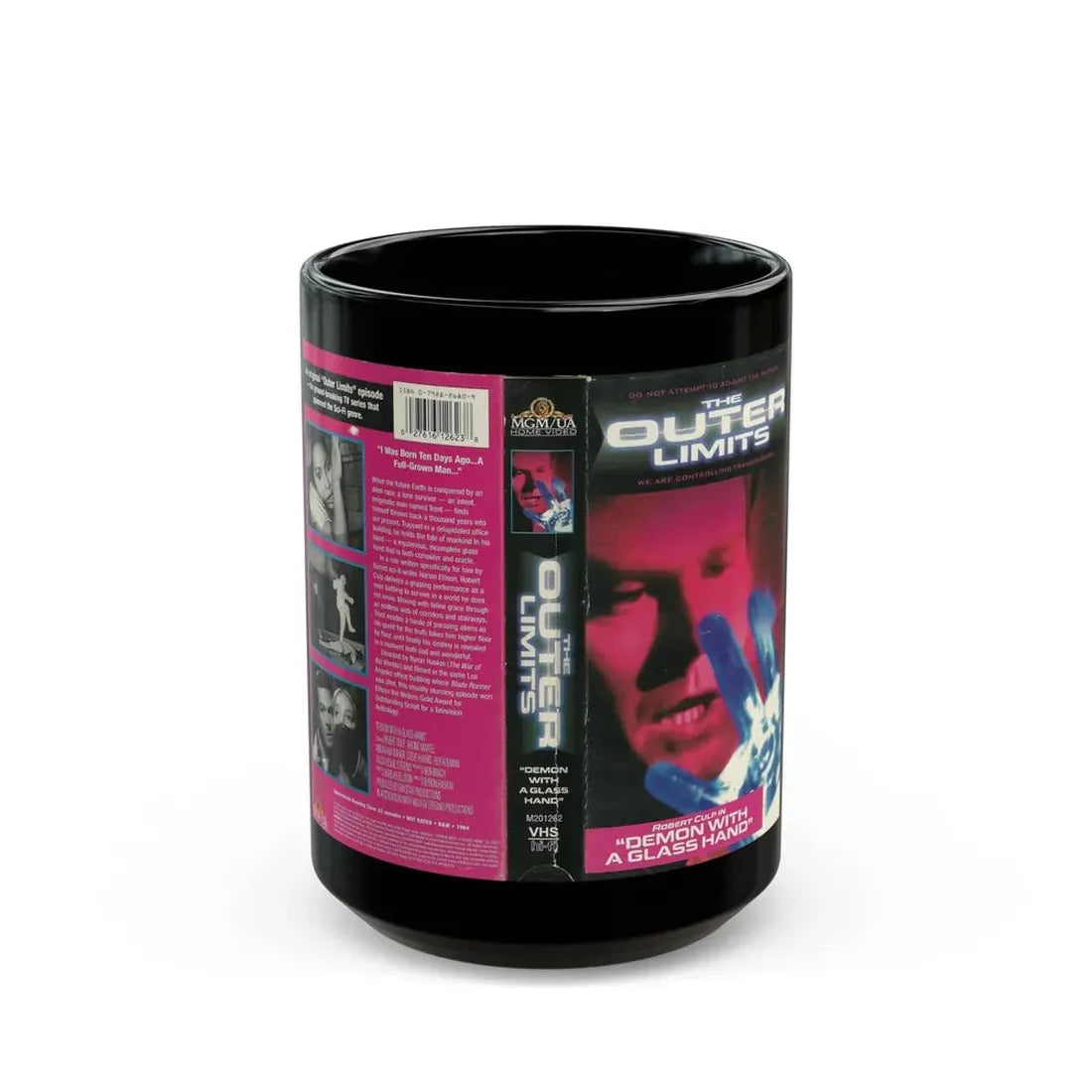 THE OUTER LIMITS DEMON WITH A GLASS HAND (VHS COVER) - Black Coffee Mug 15oz - Go Mug Yourself