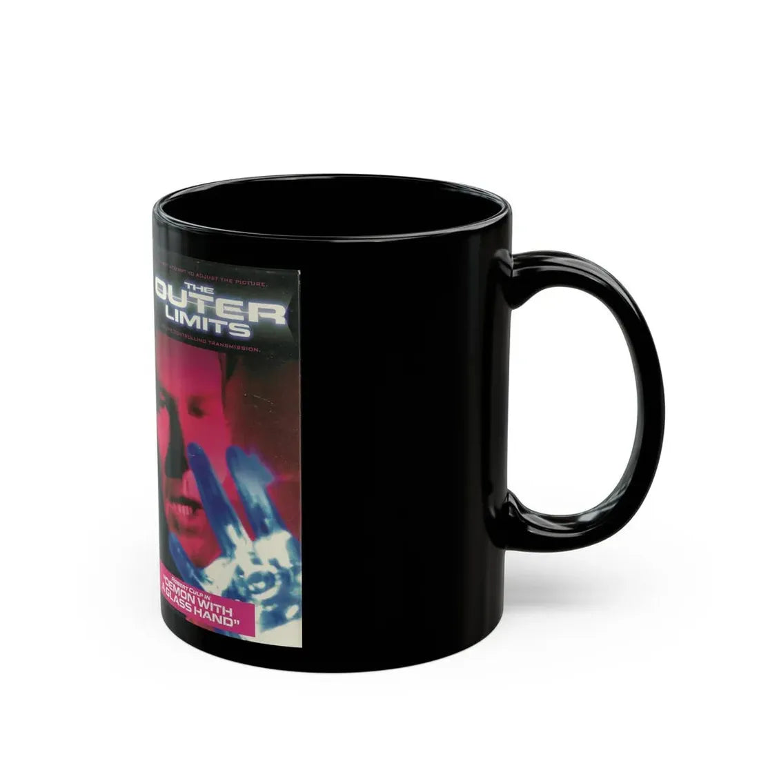 THE OUTER LIMITS DEMON WITH A GLASS HAND (VHS COVER) - Black Coffee Mug - Go Mug Yourself