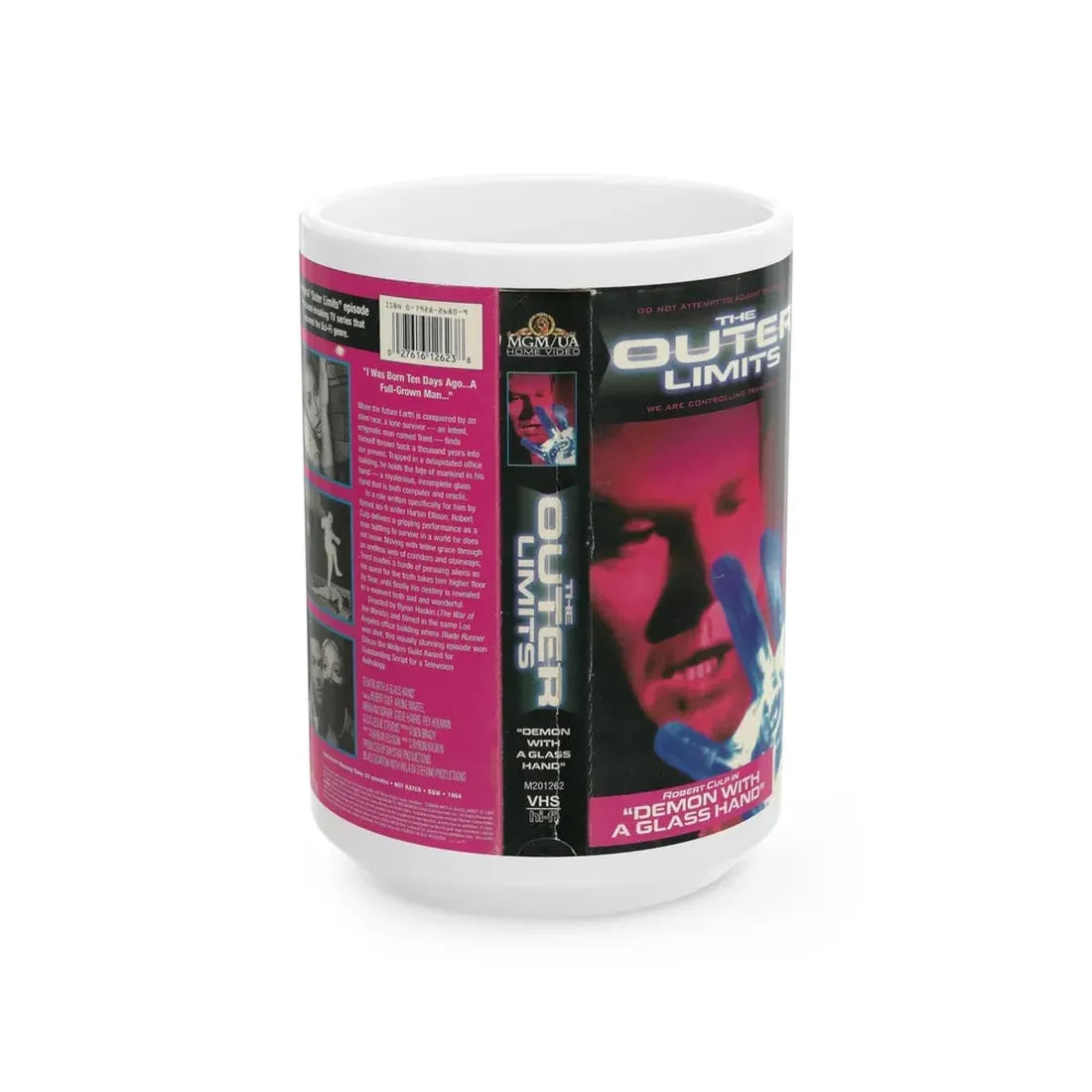 THE OUTER LIMITS DEMON WITH A GLASS HAND (VHS COVER) - White Coffee Mug 15oz - Go Mug Yourself