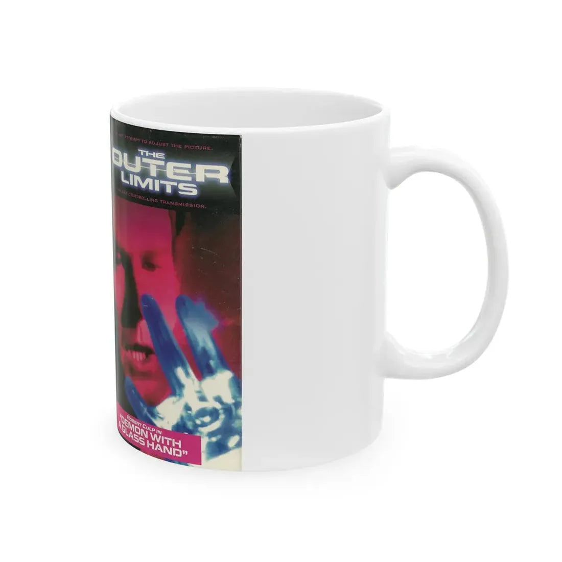 THE OUTER LIMITS DEMON WITH A GLASS HAND (VHS COVER) - White Coffee Mug - Go Mug Yourself