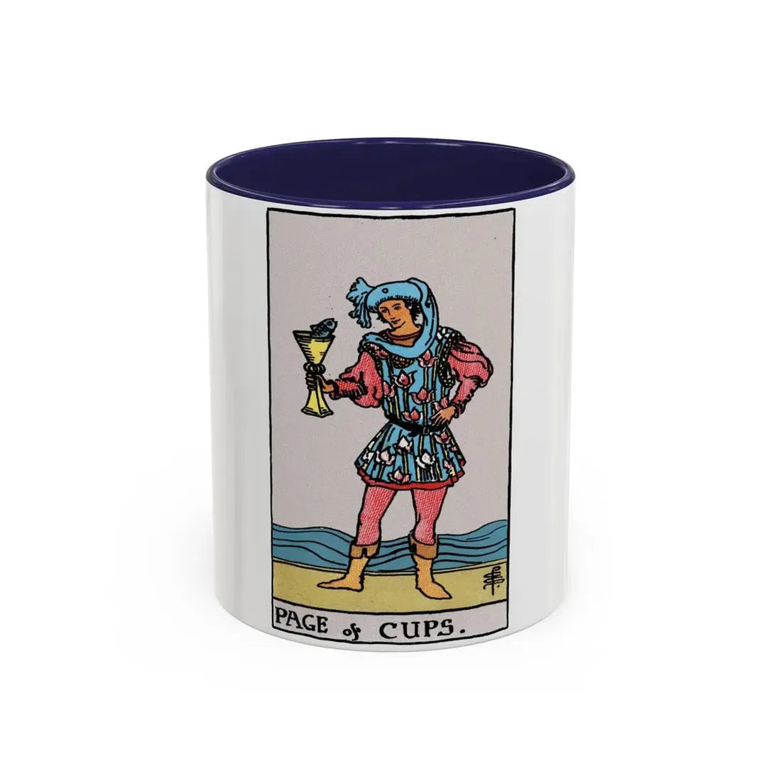 The Page of Cups (Tarot Card) Accent Coffee Mug 11oz Navy - Go Mug Yourself