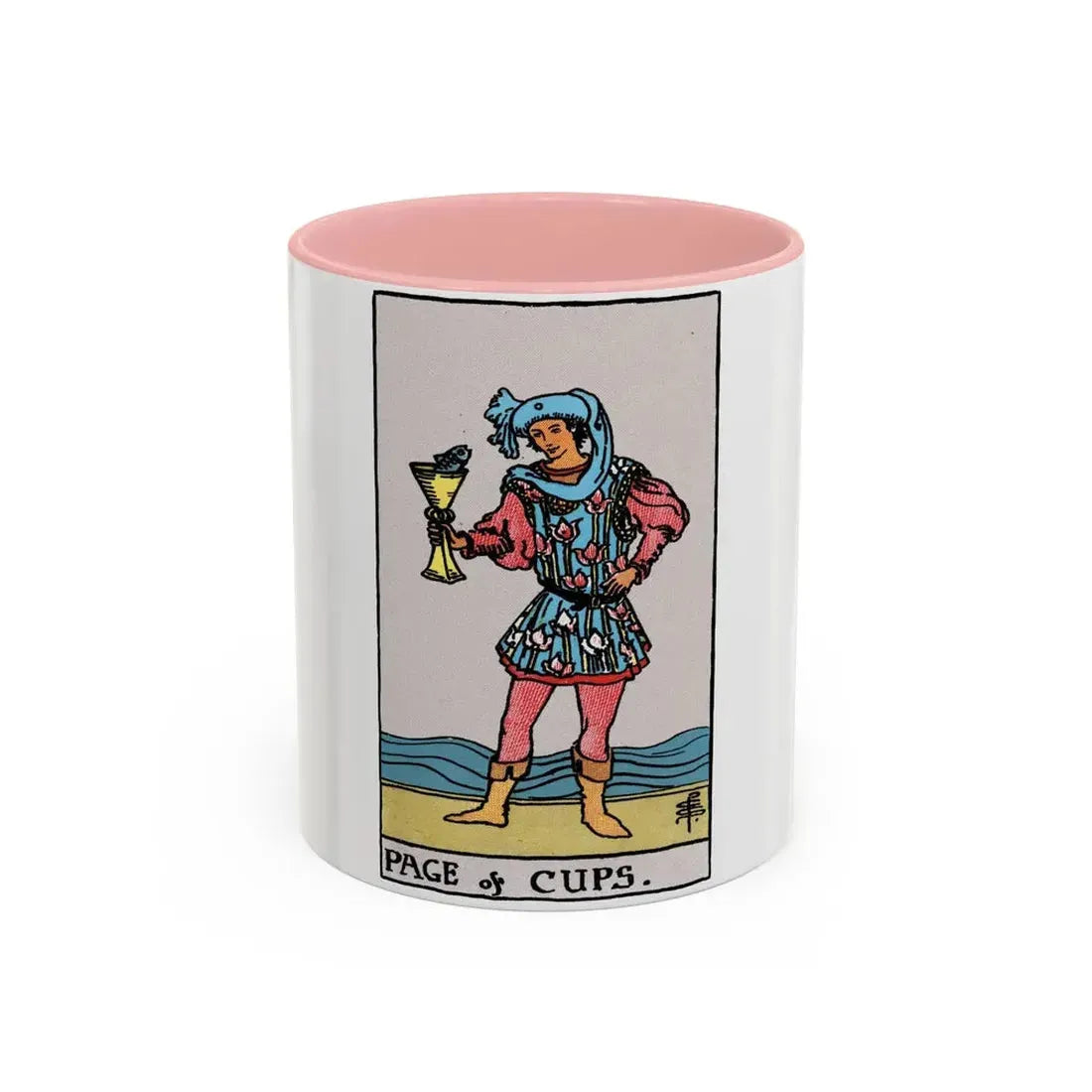 The Page of Cups (Tarot Card) Accent Coffee Mug 11oz Pink - Go Mug Yourself