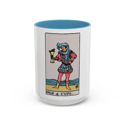 The Page of Cups (Tarot Card) Accent Coffee Mug 15oz Light Blue - Go Mug Yourself