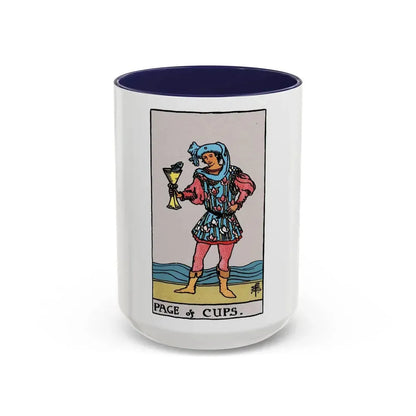 The Page of Cups (Tarot Card) Accent Coffee Mug 15oz Navy - Go Mug Yourself
