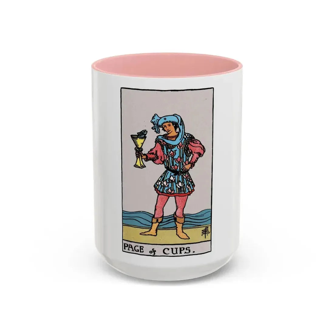 The Page of Cups (Tarot Card) Accent Coffee Mug 15oz Pink - Go Mug Yourself
