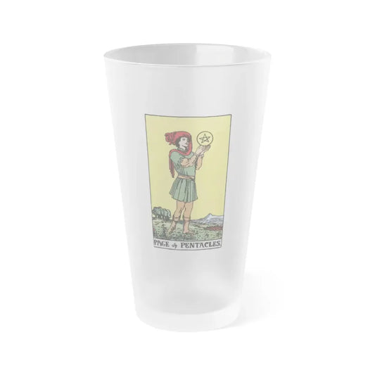 The Page of Pentacles (Tarot Card) Frosted Pint Glass 16oz Default Title - Go Mug Yourself