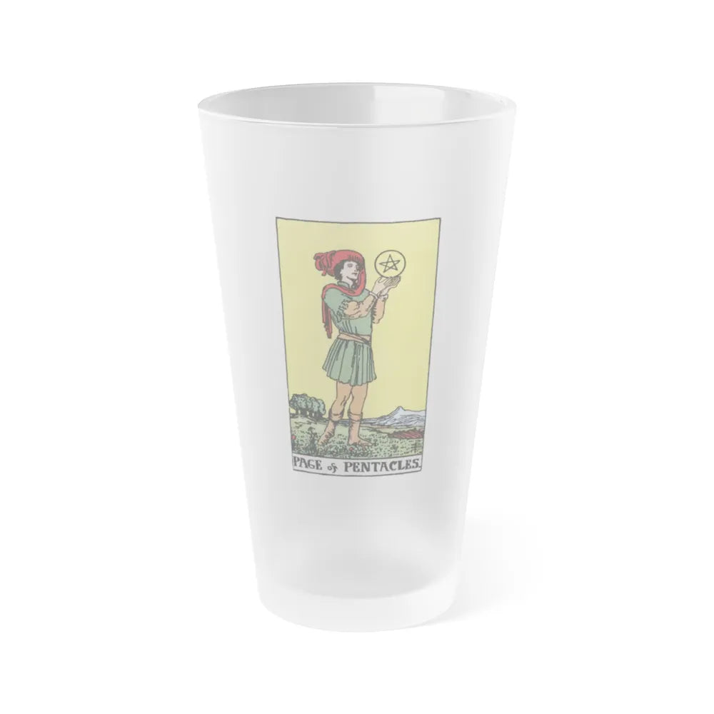 The Page of Pentacles (Tarot Card) Frosted Pint Glass 16oz-Go Mug Yourself