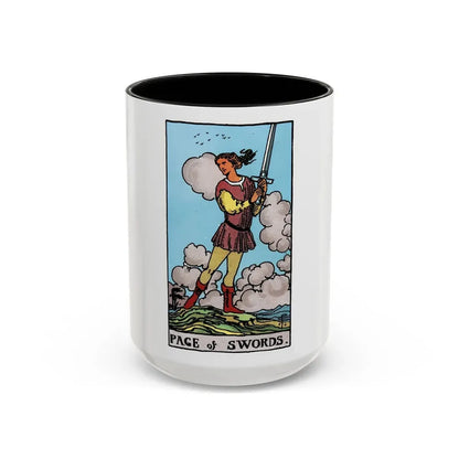 The Page of Swords (Tarot Card) Accent Coffee Mug 15oz Black - Go Mug Yourself