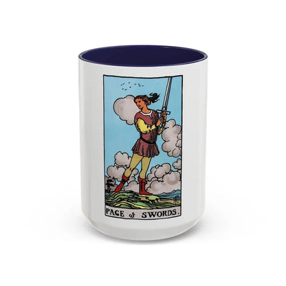 The Page of Swords (Tarot Card) Accent Coffee Mug 15oz Navy - Go Mug Yourself