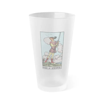 The Page of Swords (Tarot Card) Frosted Pint Glass 16oz Default Title - Go Mug Yourself