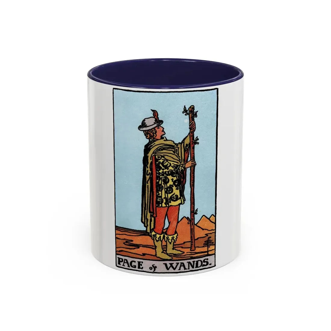 The Page of Wands (Tarot Card) Accent Coffee Mug 11oz Navy - Go Mug Yourself