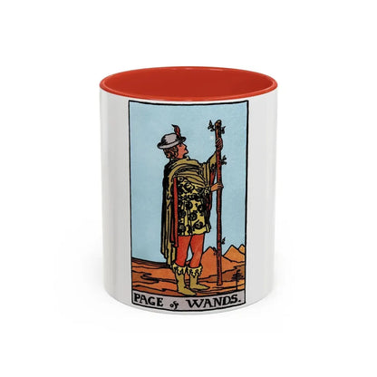 The Page of Wands (Tarot Card) Accent Coffee Mug 11oz Red - Go Mug Yourself