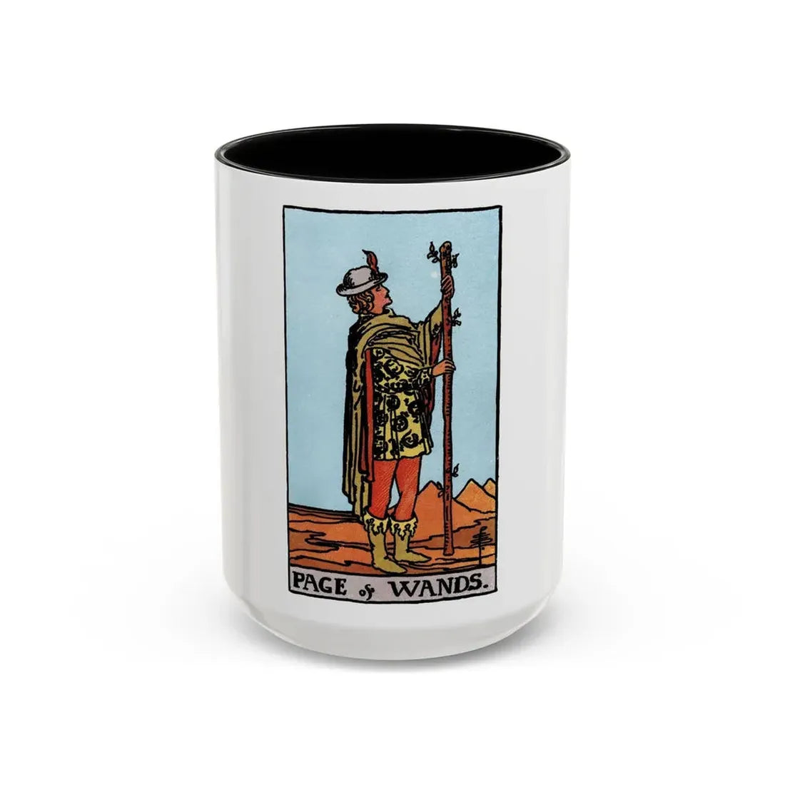 The Page of Wands (Tarot Card) Accent Coffee Mug 15oz Black - Go Mug Yourself