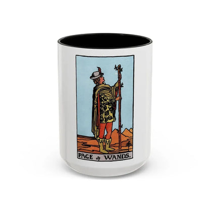 The Page of Wands (Tarot Card) Accent Coffee Mug 15oz Black - Go Mug Yourself