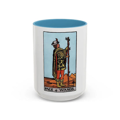 The Page of Wands (Tarot Card) Accent Coffee Mug 15oz Light Blue - Go Mug Yourself