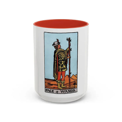 The Page of Wands (Tarot Card) Accent Coffee Mug 15oz Red - Go Mug Yourself