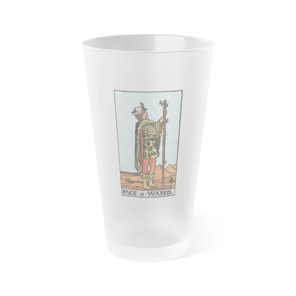 The Page of Wands (Tarot Card) Frosted Pint Glass 16oz-Go Mug Yourself