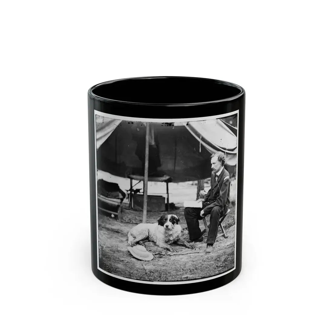 The Peninsula, Va. Lt. George A. Custer With Dog (U.S. Civil War) Black Coffee Mug 11oz - Go Mug Yourself