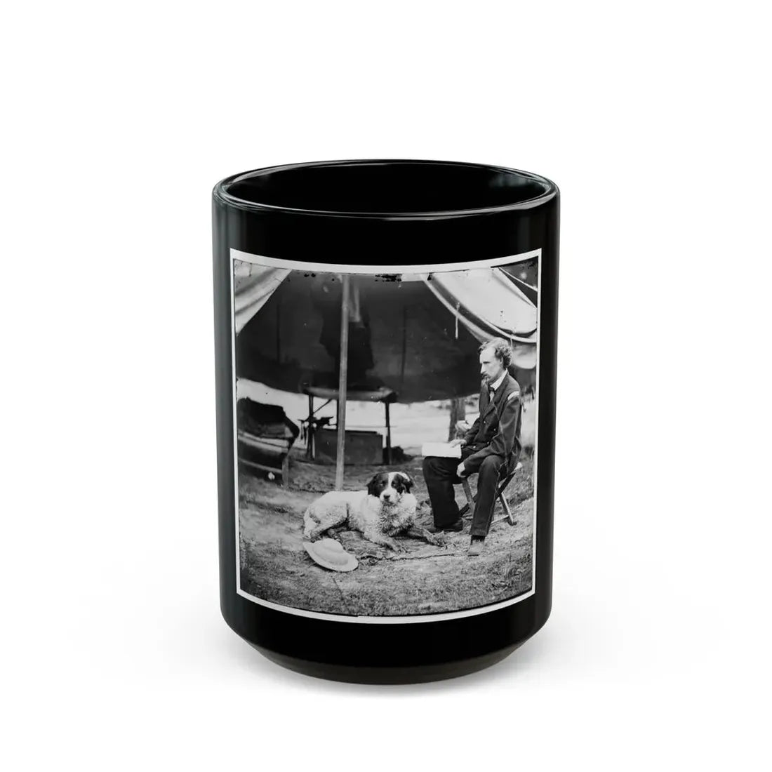 The Peninsula, Va. Lt. George A. Custer With Dog (U.S. Civil War) Black Coffee Mug 15oz - Go Mug Yourself