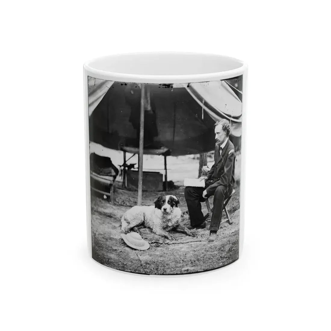 The Peninsula, Va. Lt. George A. Custer With Dog (U.S. Civil War) White Coffee Mug 11oz - Go Mug Yourself