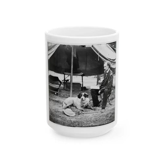The Peninsula, Va. Lt. George A. Custer With Dog (U.S. Civil War) White Coffee Mug 15oz - Go Mug Yourself