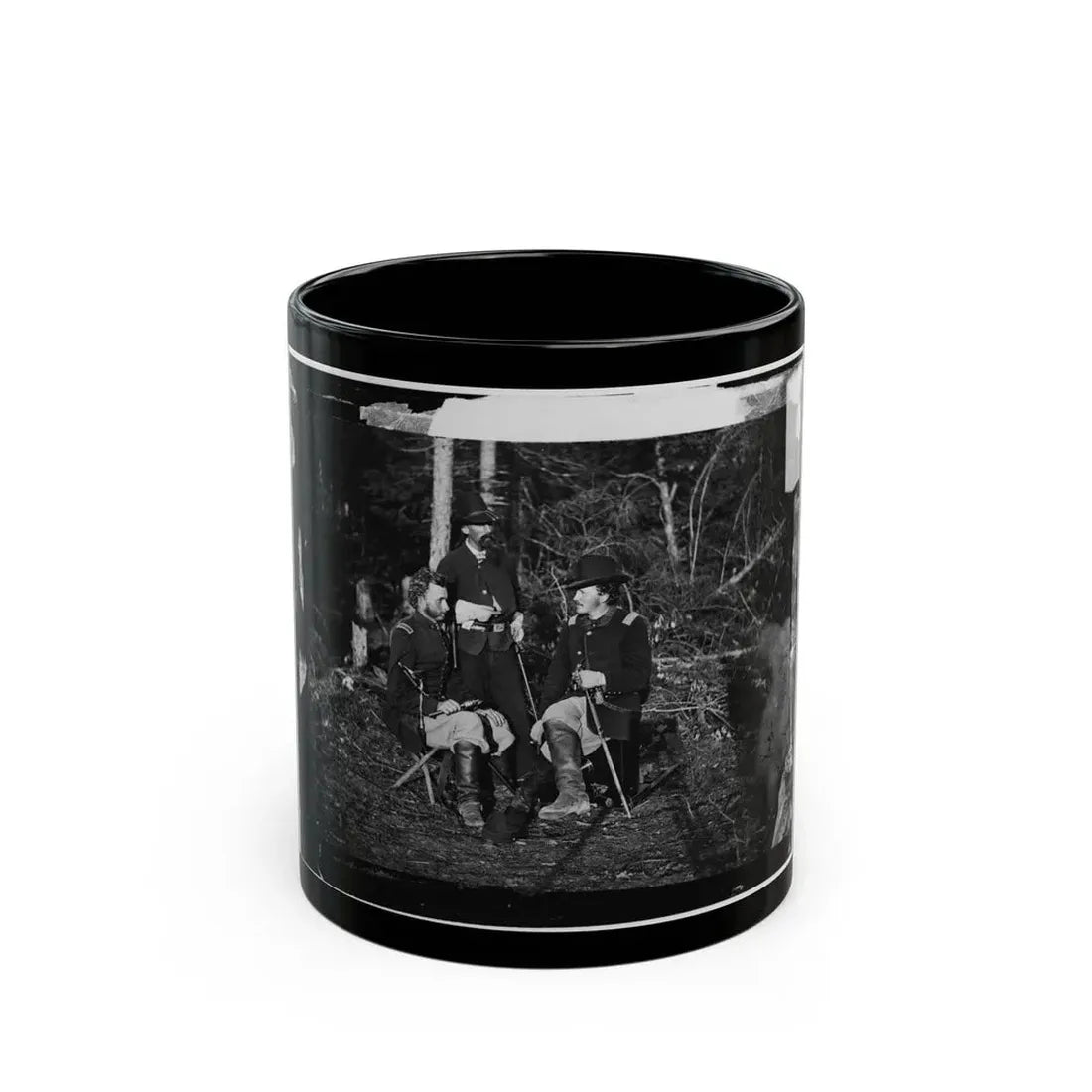 The Peninsula, Va. Lts. George A. Custer, Nicolas Bowen, And William G. Jones (U.S. Civil War) Black Coffee Mug 11oz - Go Mug Yourself