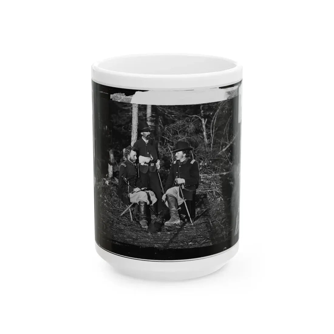 The Peninsula, Va. Lts. George A. Custer, Nicolas Bowen, And William G. Jones (U.S. Civil War) White Coffee Mug 15oz - Go Mug Yourself