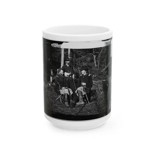 The Peninsula, Va. Lts. George A. Custer, Nicolas Bowen, And William G. Jones (U.S. Civil War) White Coffee Mug 15oz - Go Mug Yourself