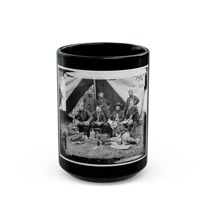 The Peninsula, Va. The Staff Of Gen. Fitz-John Porter; Lts. William G. Jones And George A. Custer Reclining (U.S. Civil War) Black Coffee Mug 15oz - Go Mug Yourself