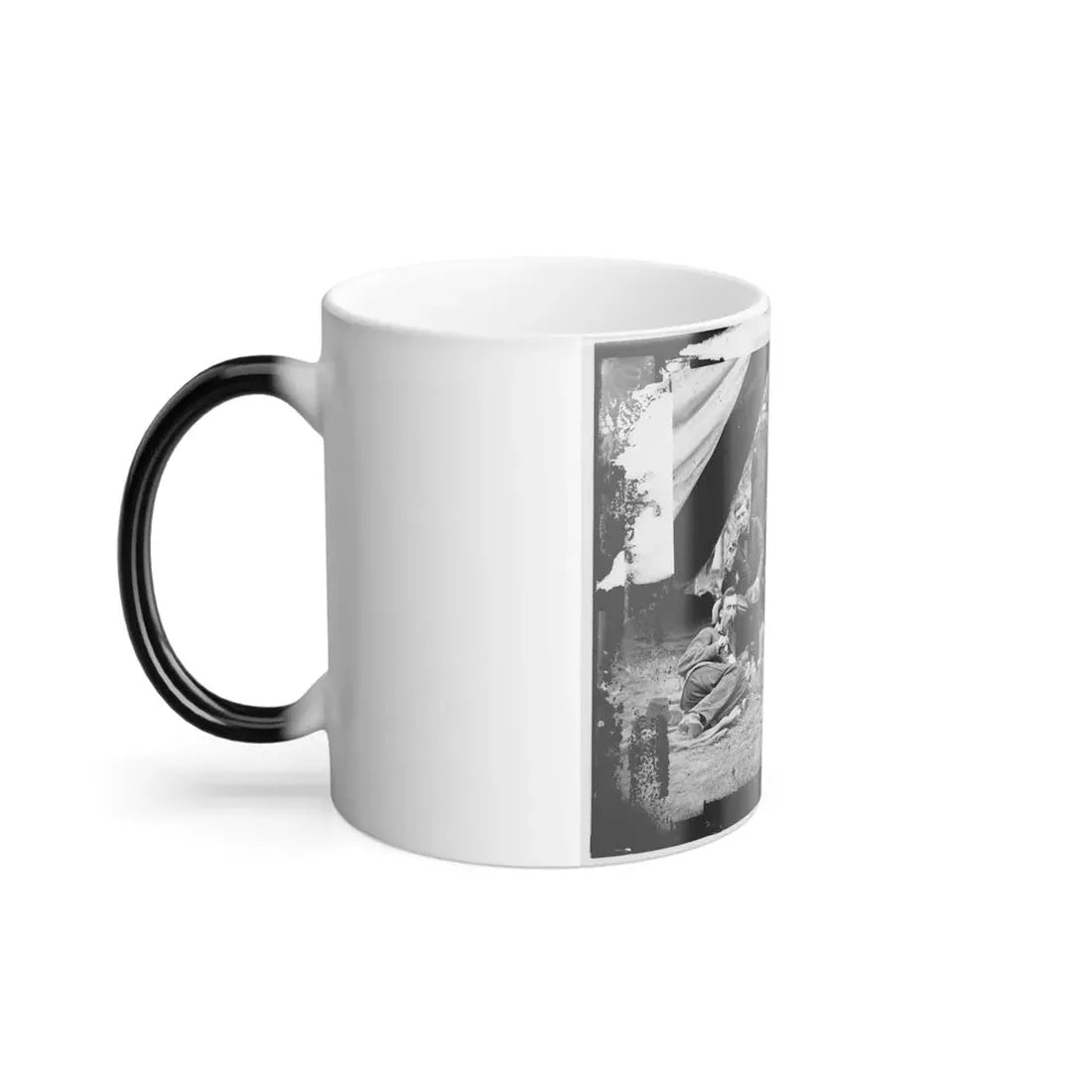 The Peninsula, Va. The Staff of Gen. Fitz-John Porter; Lts. William G. Jones and George A. Custer Reclining (U.S. Civil War) Color Changing Coffee Mug 11oz - Go Mug Yourself