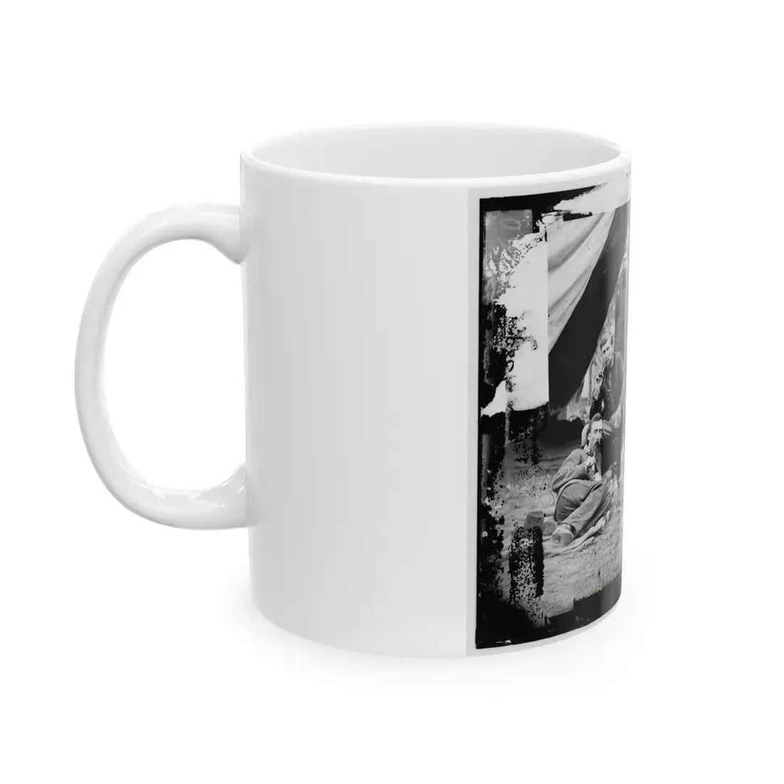 The Peninsula, Va. The Staff Of Gen. Fitz-John Porter; Lts. William G. Jones And George A. Custer Reclining (U.S. Civil War) White Coffee Mug - Go Mug Yourself